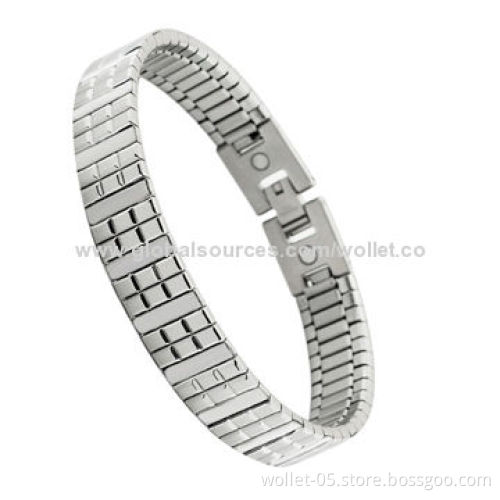 Power Magnetic 316L Stainless Steel Elastic Bracelet with High Polished, Good Fof HealthNew